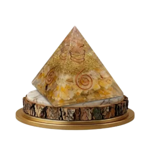 Citrine Orgone Pyramid with Copper Spiral for Wealth & Abundance